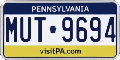 PA license plate MUT9694