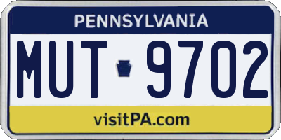 PA license plate MUT9702