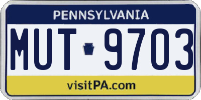 PA license plate MUT9703