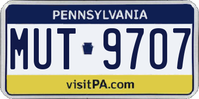 PA license plate MUT9707