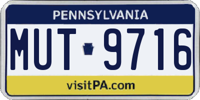 PA license plate MUT9716