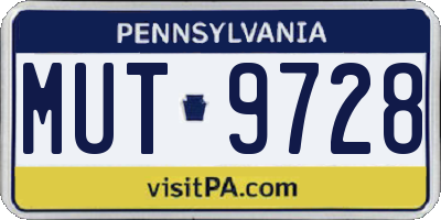PA license plate MUT9728