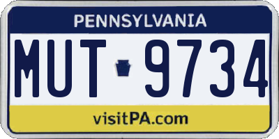PA license plate MUT9734