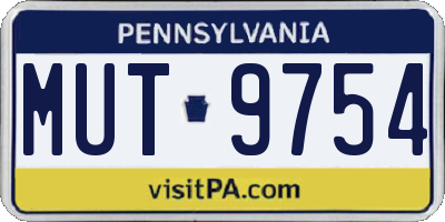 PA license plate MUT9754