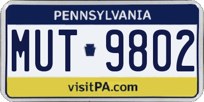 PA license plate MUT9802