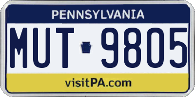 PA license plate MUT9805