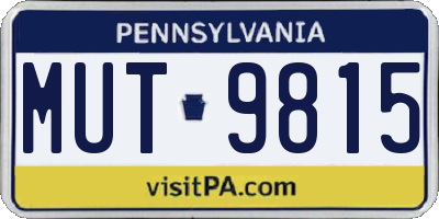 PA license plate MUT9815