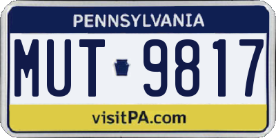 PA license plate MUT9817