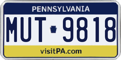 PA license plate MUT9818