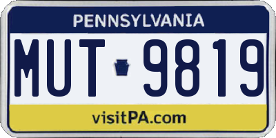 PA license plate MUT9819