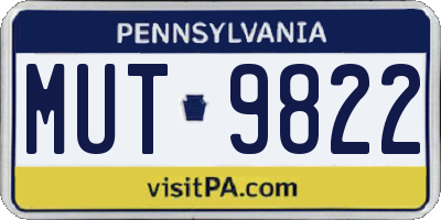PA license plate MUT9822