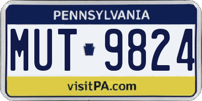 PA license plate MUT9824