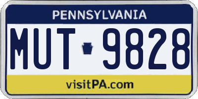 PA license plate MUT9828
