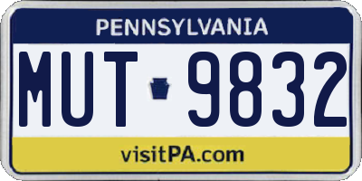 PA license plate MUT9832