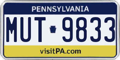 PA license plate MUT9833