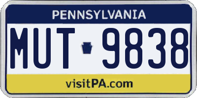 PA license plate MUT9838