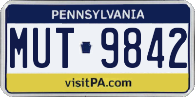 PA license plate MUT9842