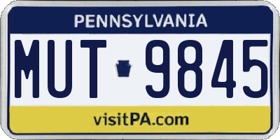 PA license plate MUT9845
