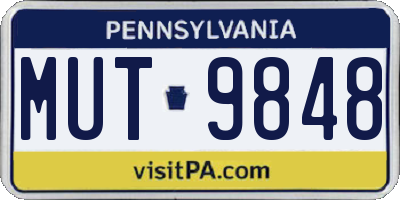 PA license plate MUT9848