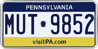 PA license plate MUT9852