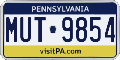 PA license plate MUT9854