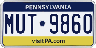 PA license plate MUT9860