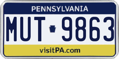 PA license plate MUT9863