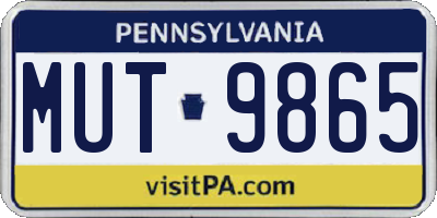 PA license plate MUT9865