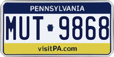 PA license plate MUT9868