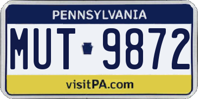 PA license plate MUT9872