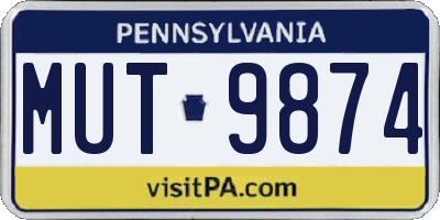 PA license plate MUT9874