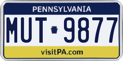 PA license plate MUT9877