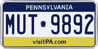 PA license plate MUT9892