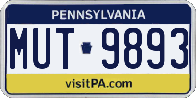 PA license plate MUT9893