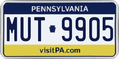 PA license plate MUT9905