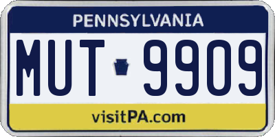 PA license plate MUT9909
