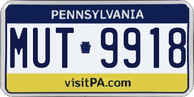 PA license plate MUT9918