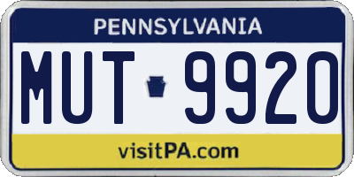 PA license plate MUT9920