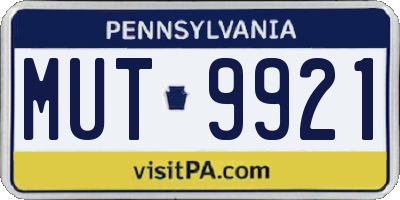 PA license plate MUT9921
