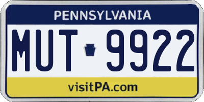 PA license plate MUT9922