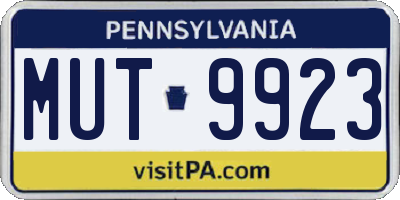 PA license plate MUT9923