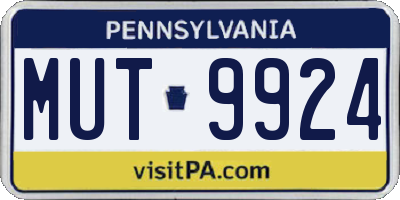 PA license plate MUT9924