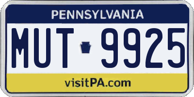 PA license plate MUT9925