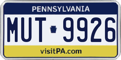 PA license plate MUT9926