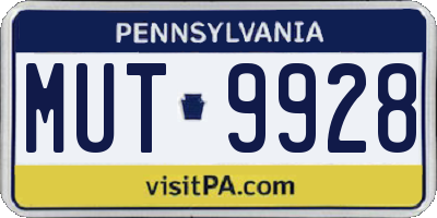 PA license plate MUT9928