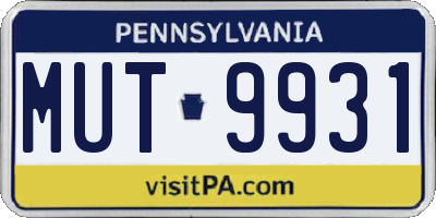 PA license plate MUT9931