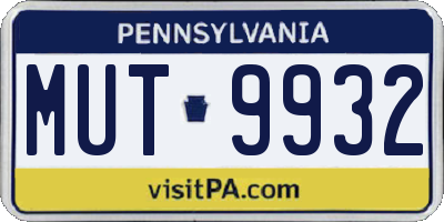 PA license plate MUT9932