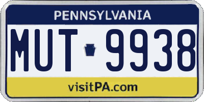 PA license plate MUT9938
