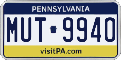 PA license plate MUT9940