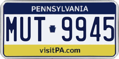 PA license plate MUT9945